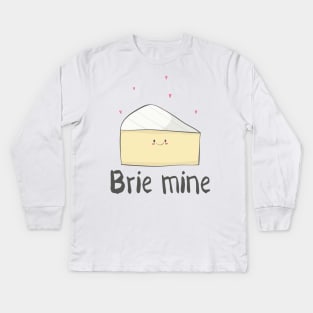 Brie Mine Cute Brie Cheese Love Hearts Design Kids Long Sleeve T-Shirt